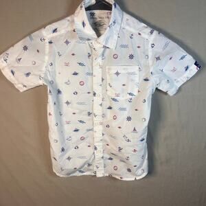 Disney Cruise Line Boys Button Down Shirt Nautical Print White Size XS